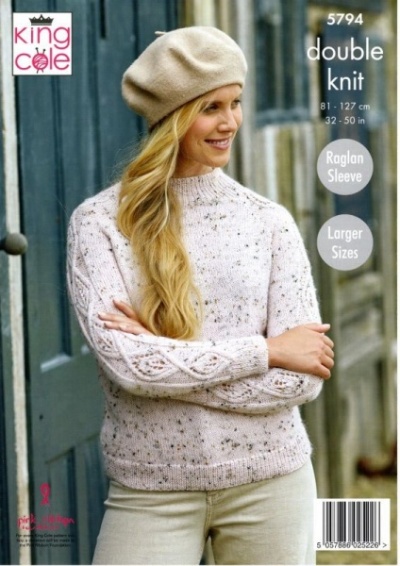 Knitting Pattern - King Cole 5794 - Homespun DK - Ladies Round and Stand Up Neck Sweaters